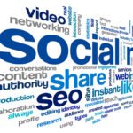 social media conept in word tag cloud